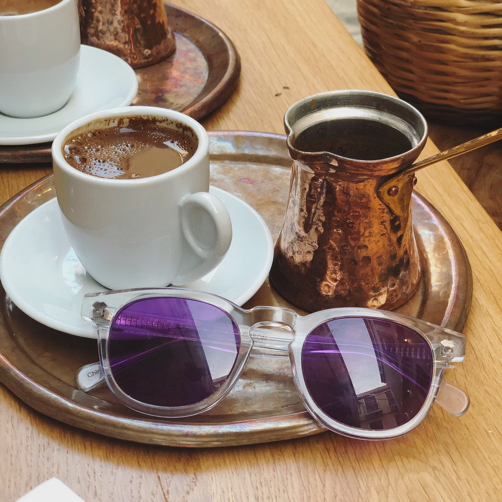 Clear Acetate Square Sunglasses with Colored Lenses - Benson