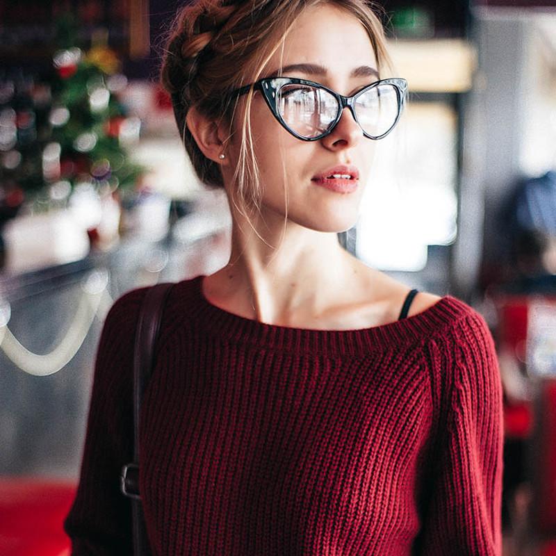 1950s Vintage Mod Cat Eye Clear Lens Glasses 8435