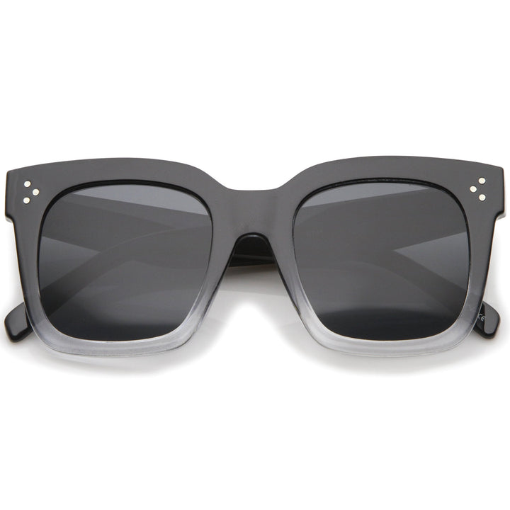 Bold Oversize Square Horned Rim Flat Lens Sunglasses