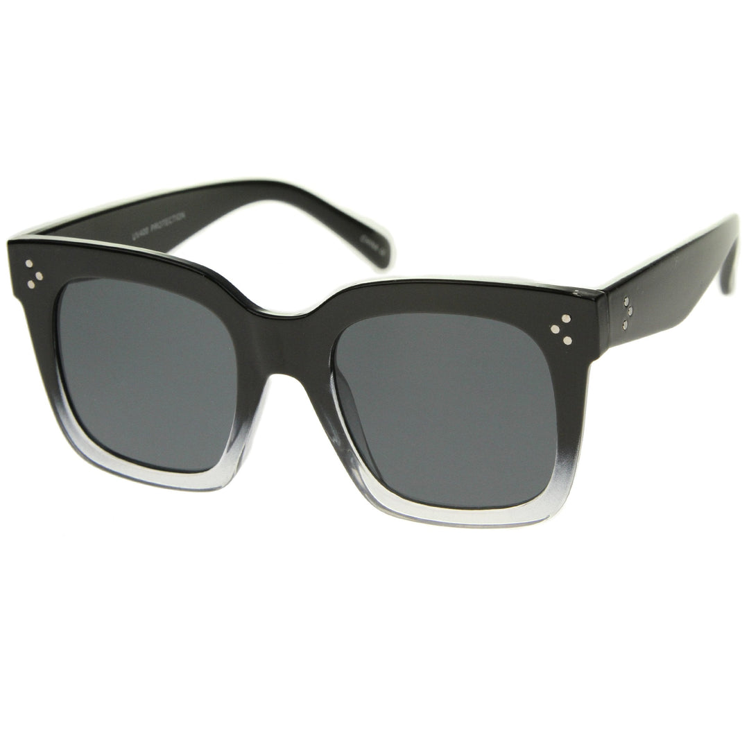 Bold Oversize Square Horned Rim Flat Lens Sunglasses