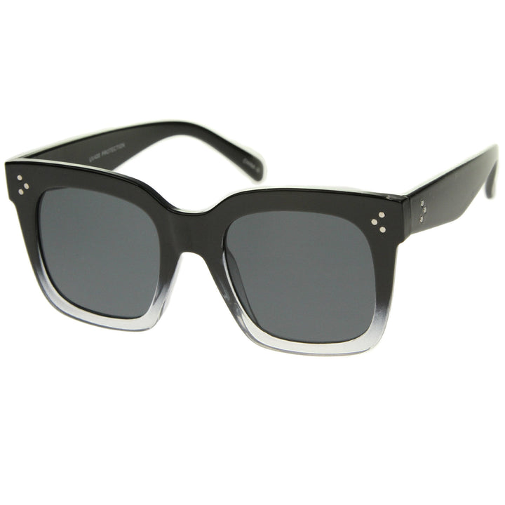 Bold Oversize Square Horned Rim Flat Lens Sunglasses