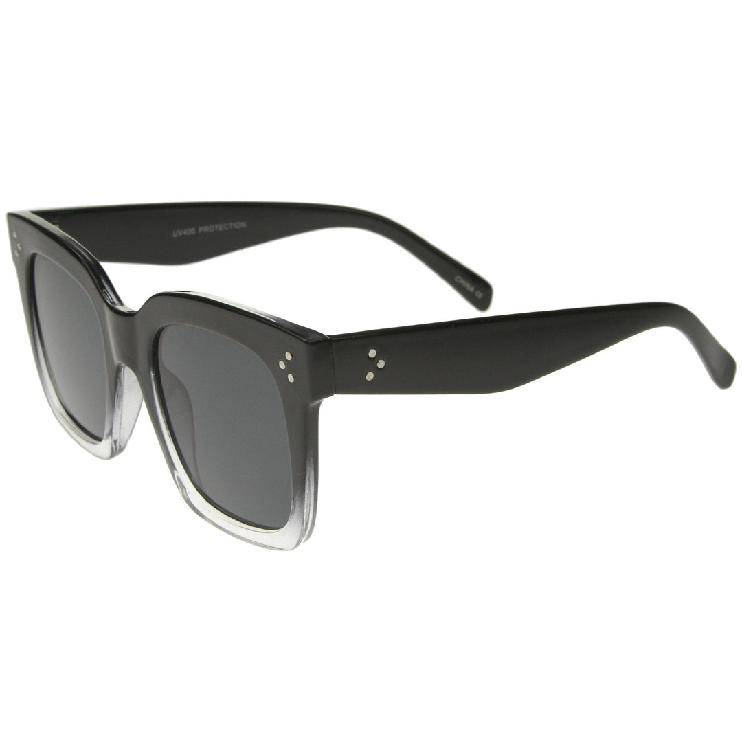 Bold Oversize Square Horned Rim Flat Lens Sunglasses