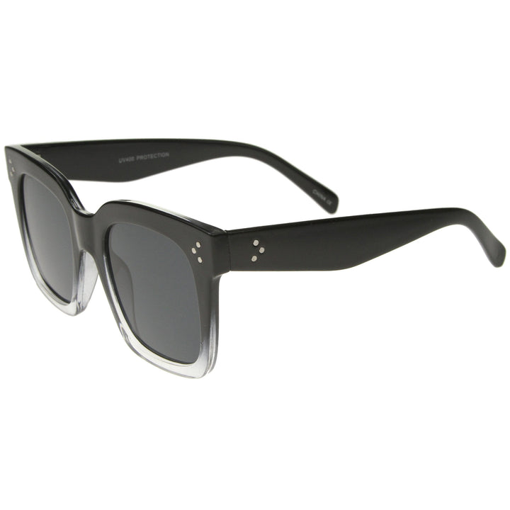 Bold Oversize Square Horned Rim Flat Lens Sunglasses