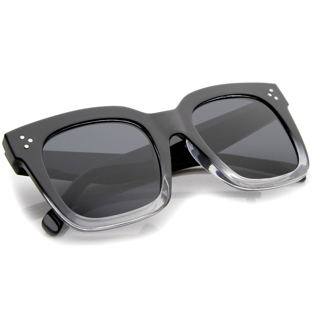 Bold Oversize Square Horned Rim Flat Lens Sunglasses