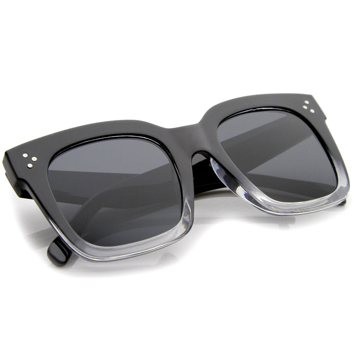 Bold Oversize Square Horned Rim Flat Lens Sunglasses