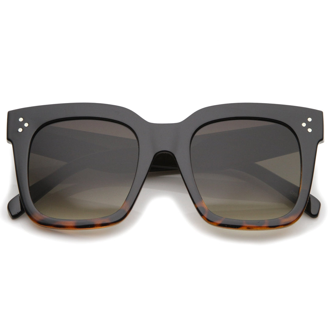 Bold Oversize Square Horned Rim Flat Lens Sunglasses