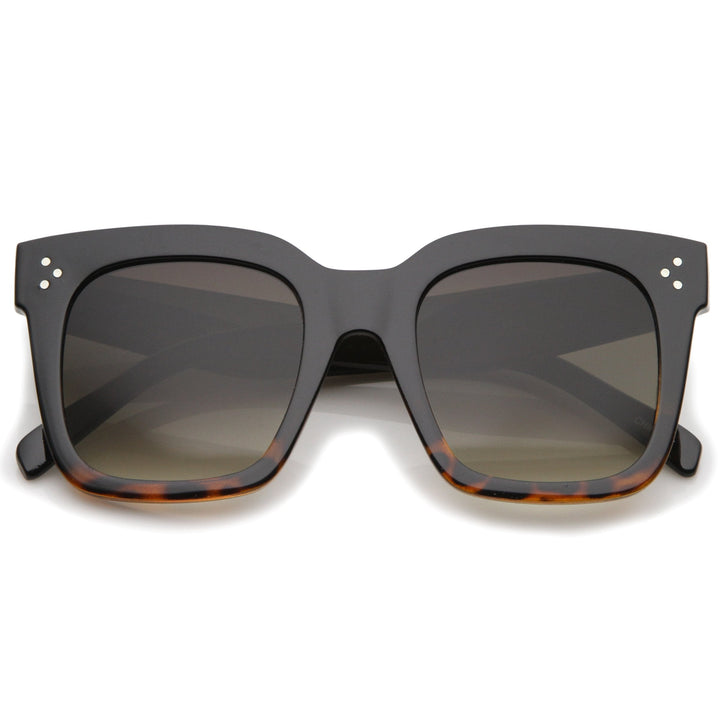 Bold Oversize Square Horned Rim Flat Lens Sunglasses