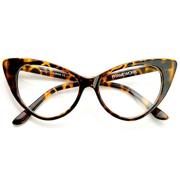 1950s Vintage Mod Cat Eye Clear Lens Glasses 8435