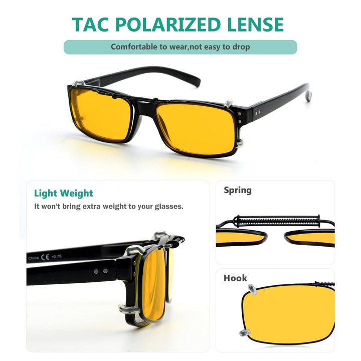 3 Pack Clip on Polarized Night Vision Driving Glasses C63 (52MMx33MM)