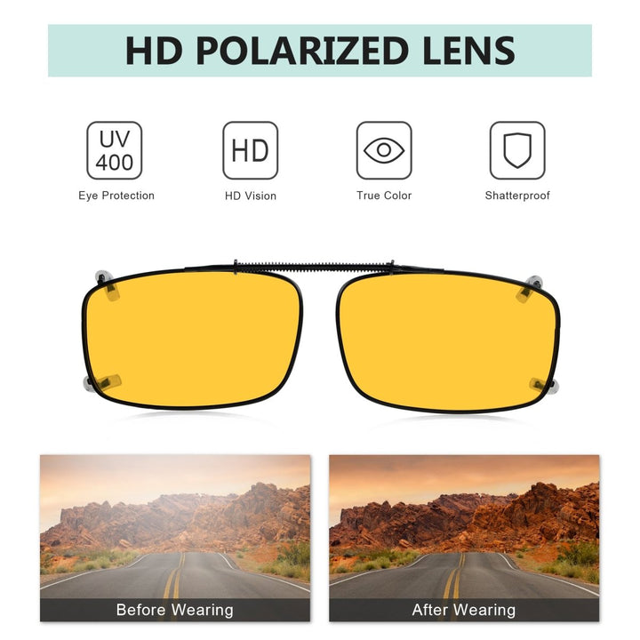 3 Pack Clip on Polarized Night Vision Driving Glasses C63 (52MMx33MM)
