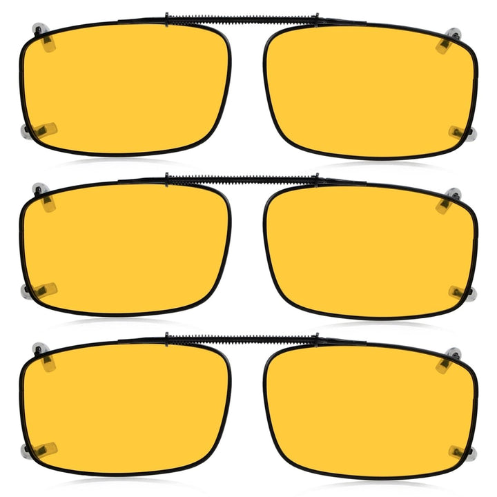 3 Pack Clip on Polarized Night Vision Driving Glasses C63 (52MMx33MM)