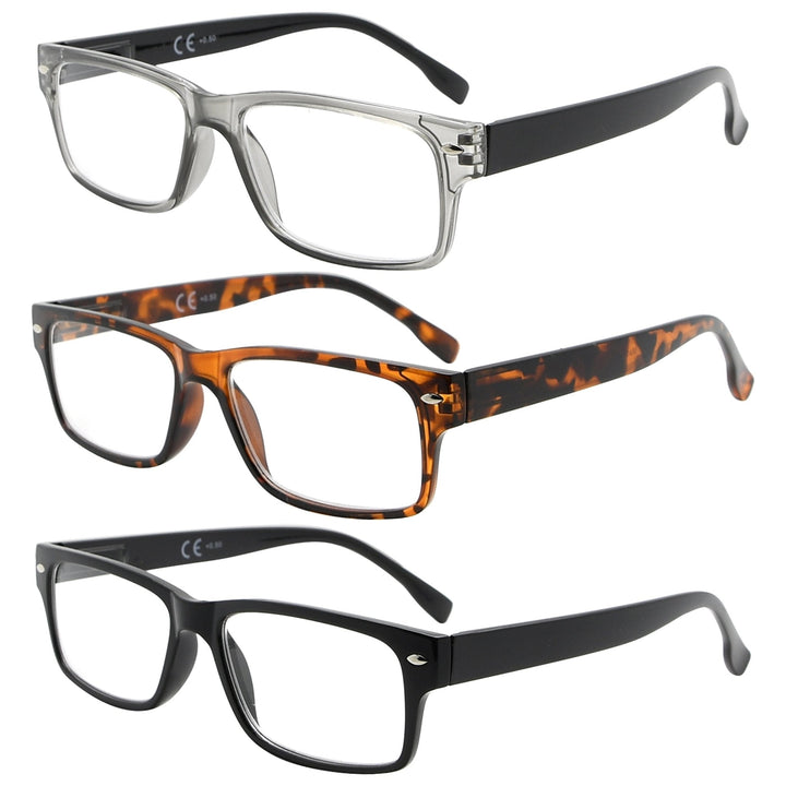 3 Pack Classic Rectangle Reading Glasses R108