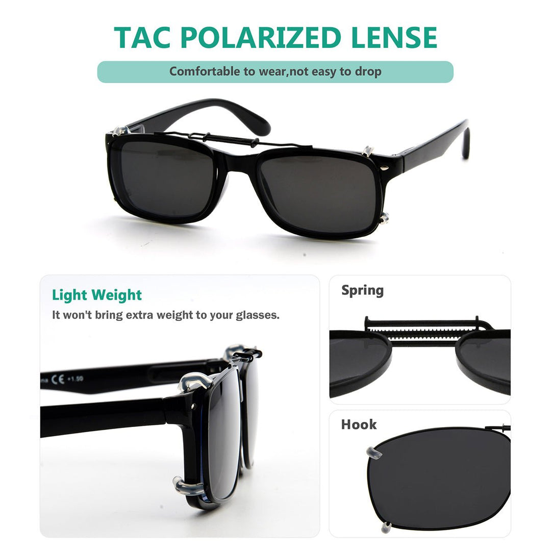 3 Pack Retro Clip on Sunglasses Polarized C64 (54MMx37MM)