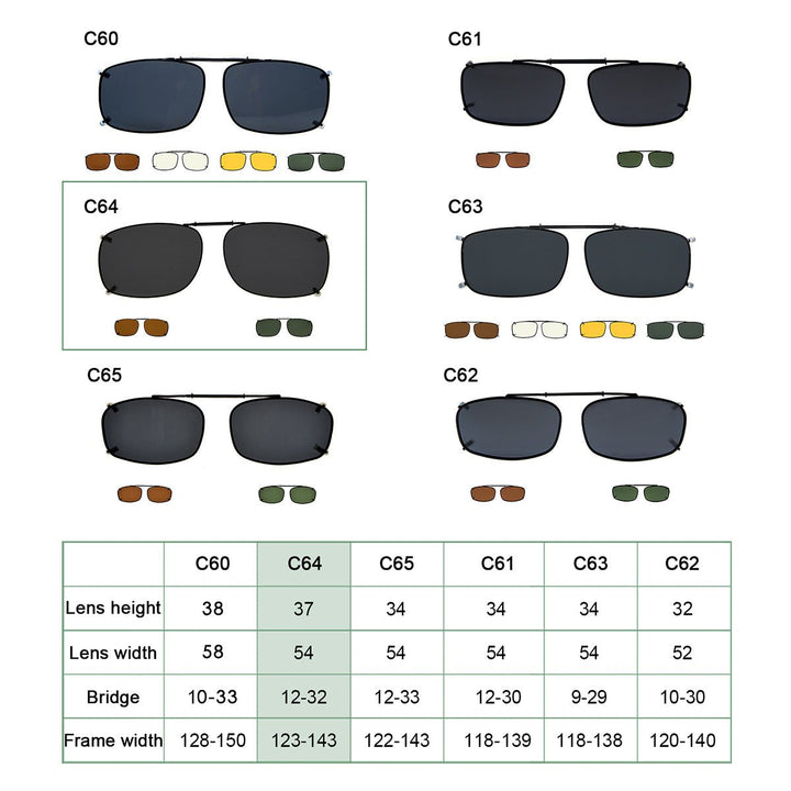 3 Pack Retro Clip on Sunglasses Polarized C64 (54MMx37MM)