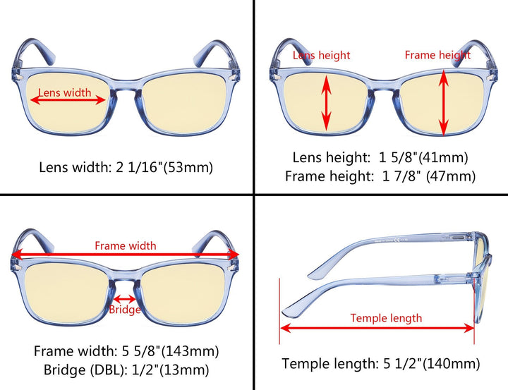 3 Pack Blue Light Blocking Reading Glasses