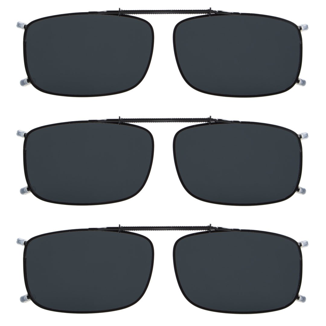 3 Pack Polarized Clip on Sunglasses with Spring Draw Bar C63 (54MMx34MM)