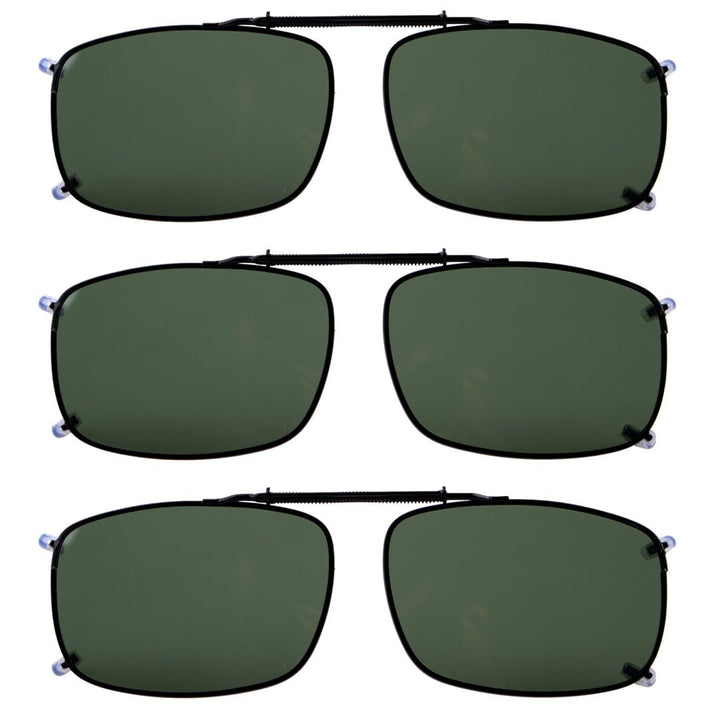 3 Pack Wide Lens Clip on Polarized Sunglasses C60 (58MMx38MM)