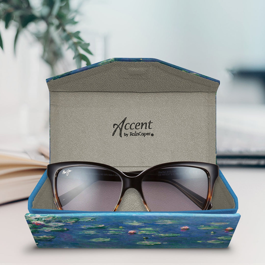Folding Glasses Case - Vegan, Trifold, Monet Water Lilies