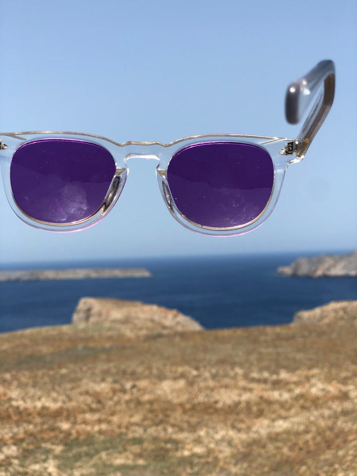 Clear Acetate Square Sunglasses with Colored Lenses - Benson