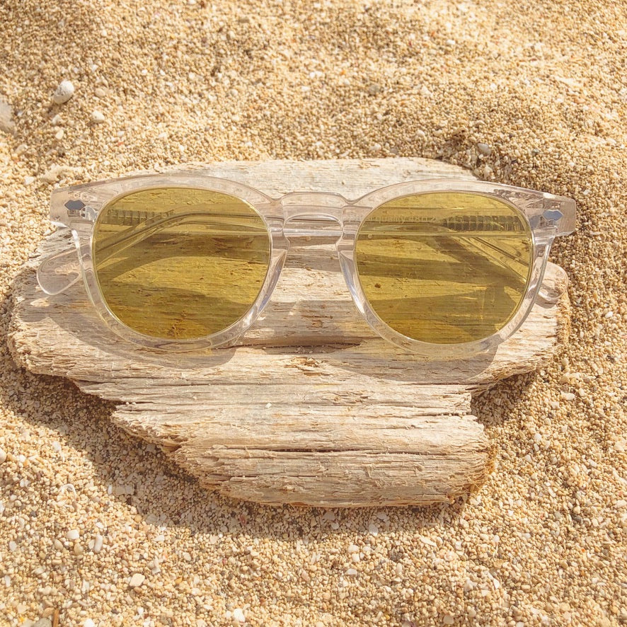 Clear Acetate Square Sunglasses with Colored Lenses - Benson