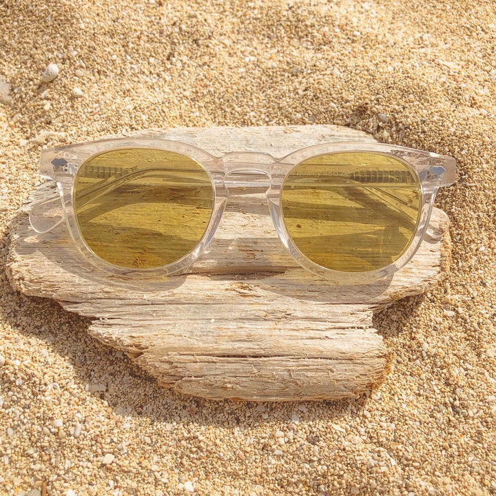 Clear Acetate Square Sunglasses with Colored Lenses - Benson