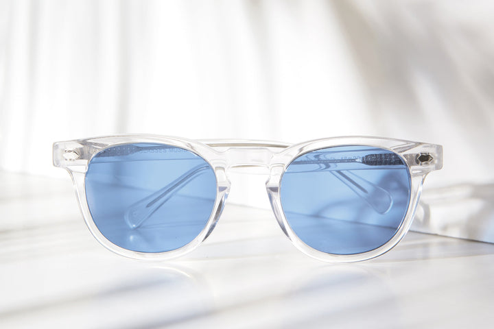 Clear Acetate Square Sunglasses with Colored Lenses - Benson