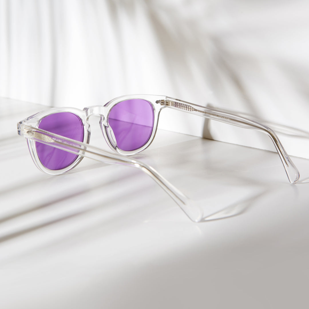 Clear Acetate Square Sunglasses with Colored Lenses - Benson