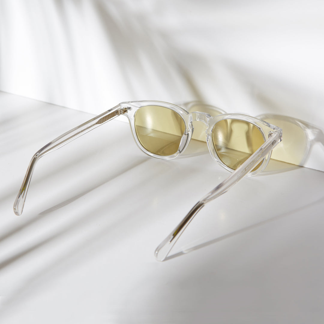 Clear Acetate Square Sunglasses with Colored Lenses - Benson