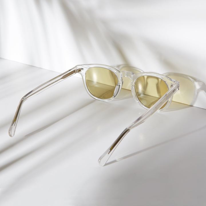 Clear Acetate Square Sunglasses with Colored Lenses - Benson