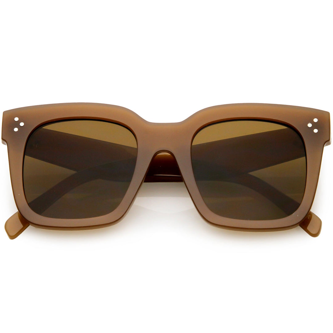 Bold Oversize Square Horned Rim Flat Lens Sunglasses