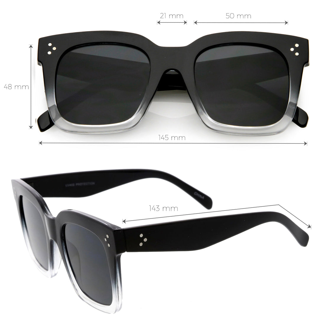 Bold Oversize Square Horned Rim Flat Lens Sunglasses