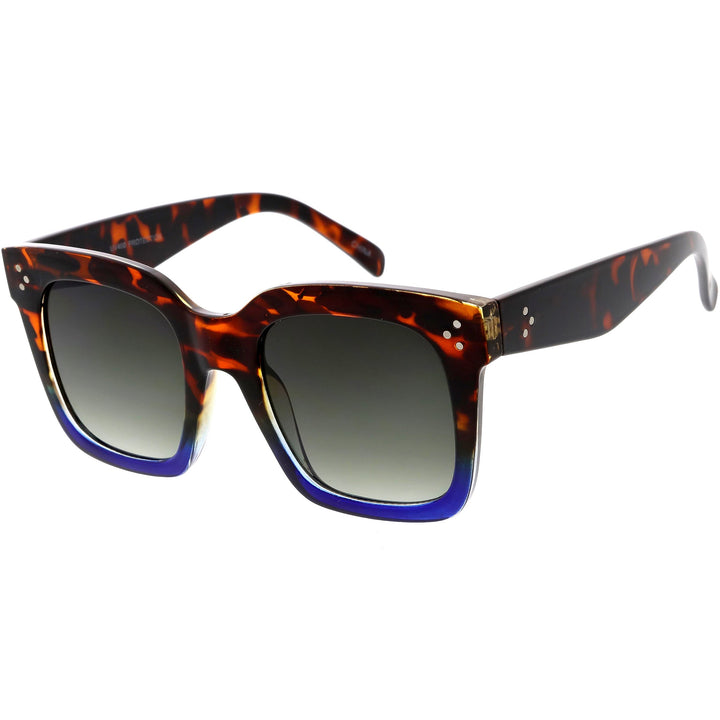 Bold Oversize Square Horned Rim Flat Lens Sunglasses