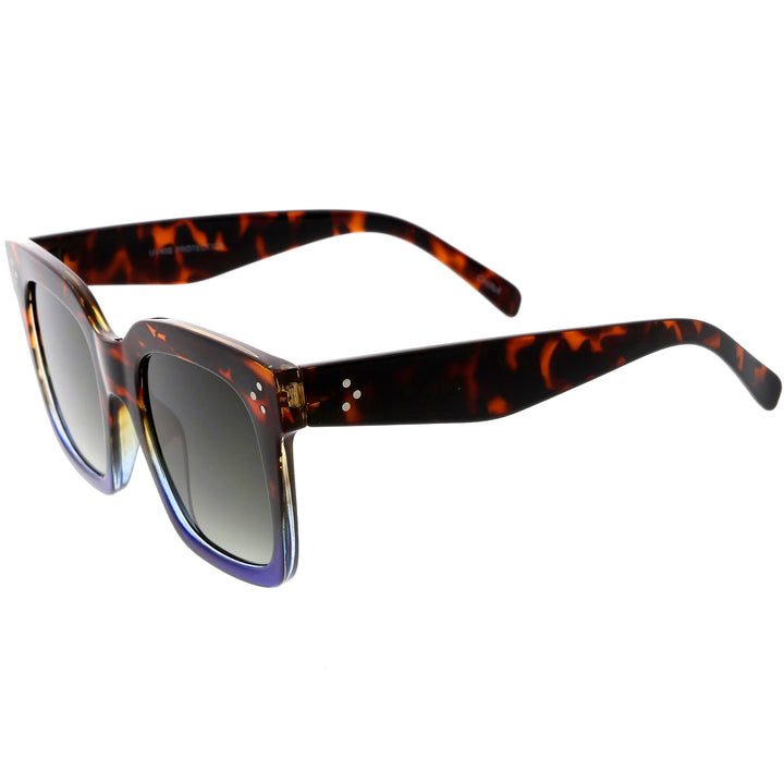 Bold Oversize Square Horned Rim Flat Lens Sunglasses