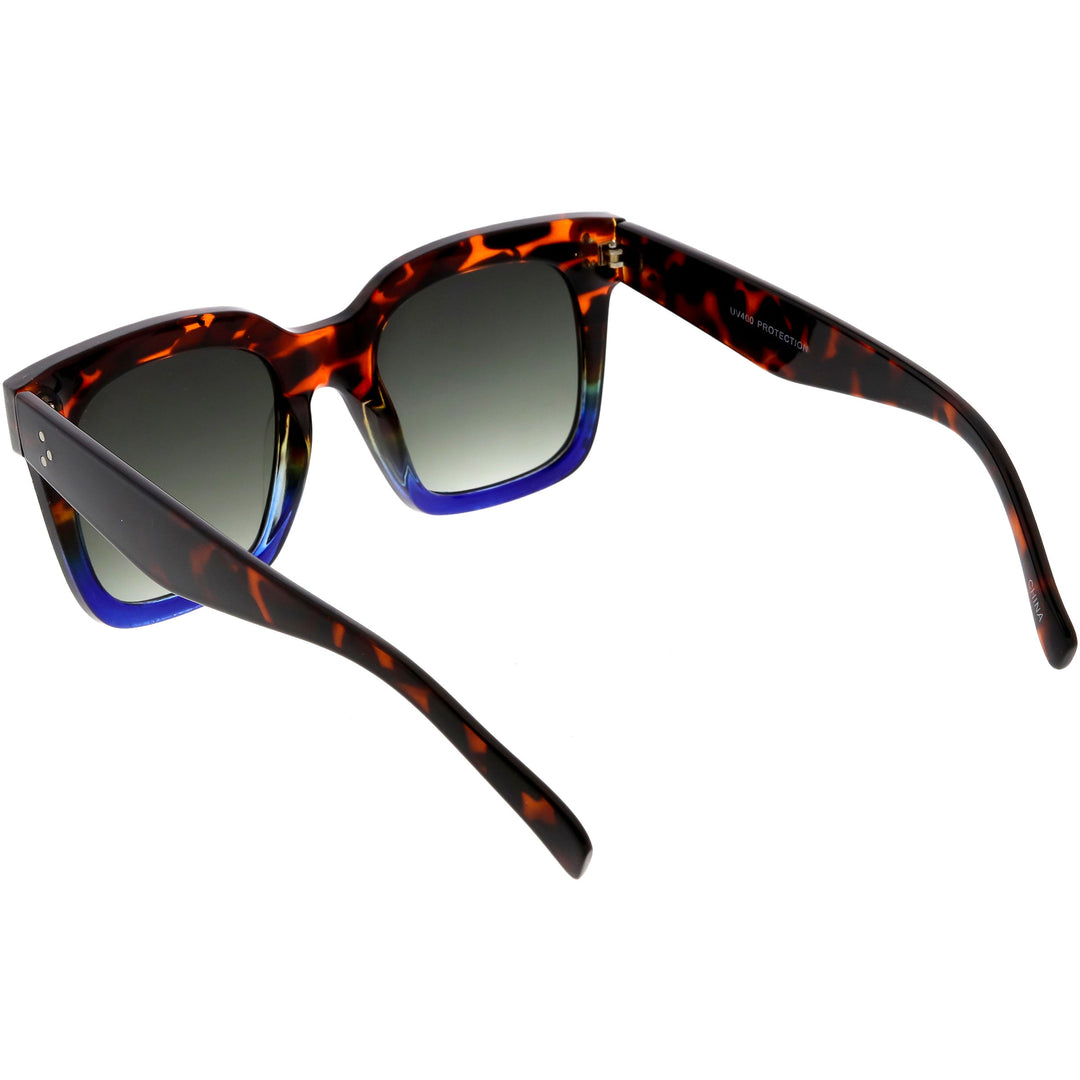 Bold Oversize Square Horned Rim Flat Lens Sunglasses