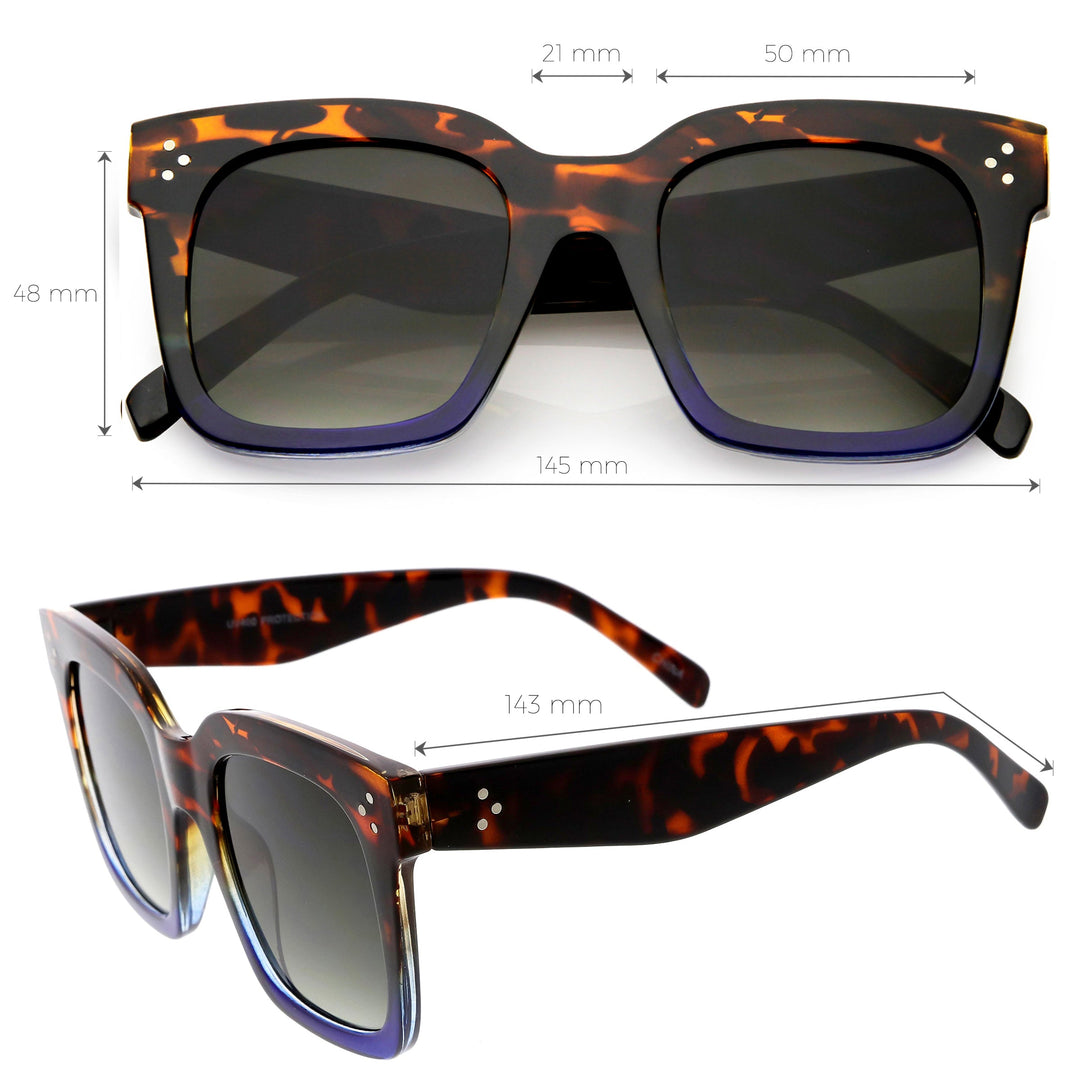 Bold Oversize Square Horned Rim Flat Lens Sunglasses