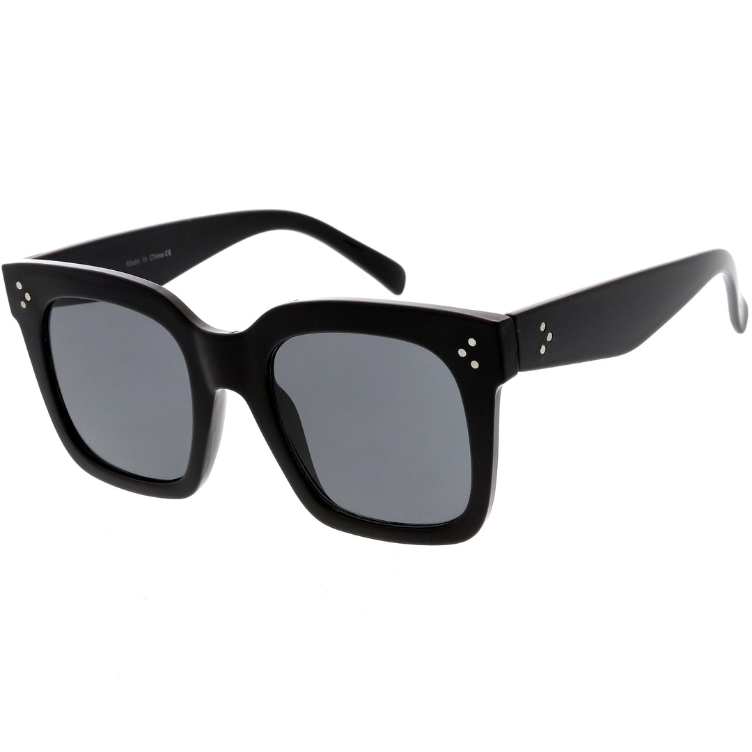 Bold Oversize Square Horned Rim Flat Lens Sunglasses