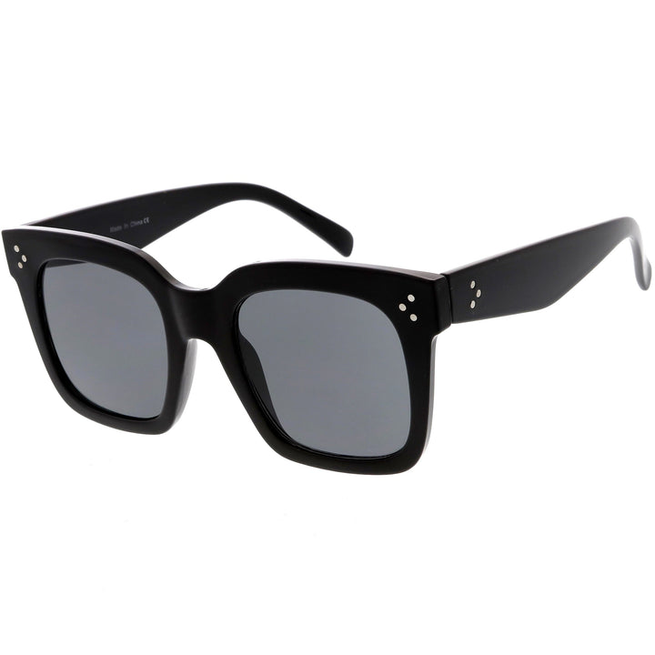Bold Oversize Square Horned Rim Flat Lens Sunglasses