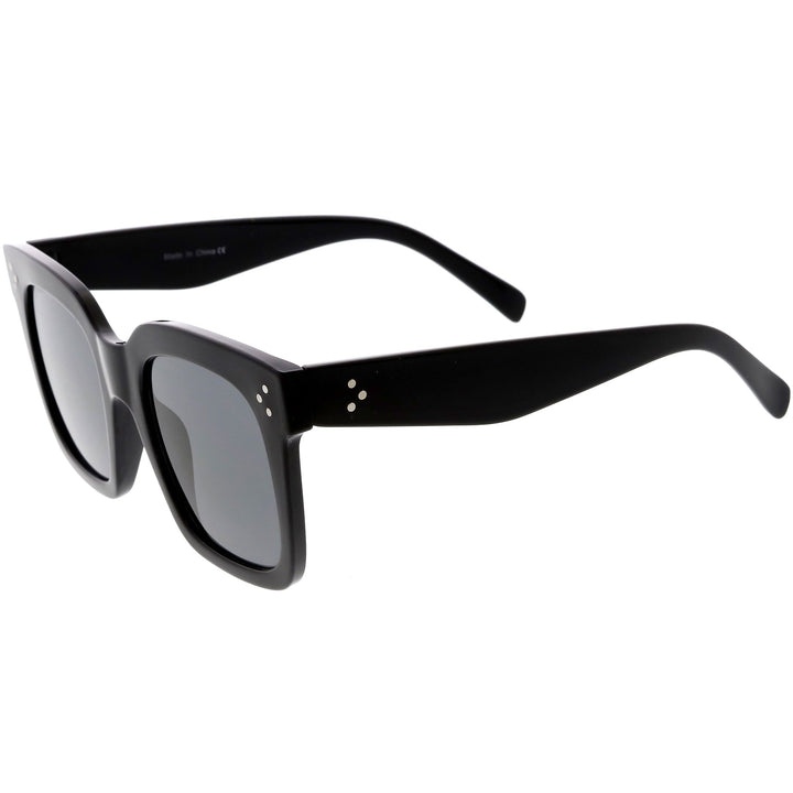 Bold Oversize Square Horned Rim Flat Lens Sunglasses