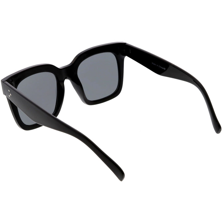Bold Oversize Square Horned Rim Flat Lens Sunglasses