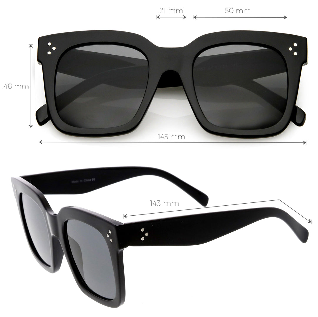 Bold Oversize Square Horned Rim Flat Lens Sunglasses