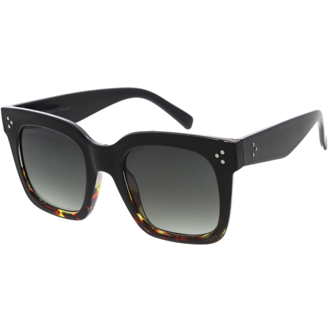Bold Oversize Square Horned Rim Flat Lens Sunglasses