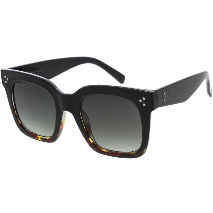 Bold Oversize Square Horned Rim Flat Lens Sunglasses