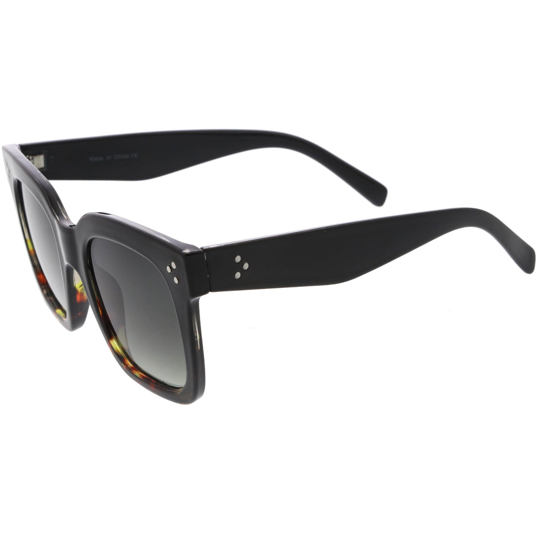 Bold Oversize Square Horned Rim Flat Lens Sunglasses