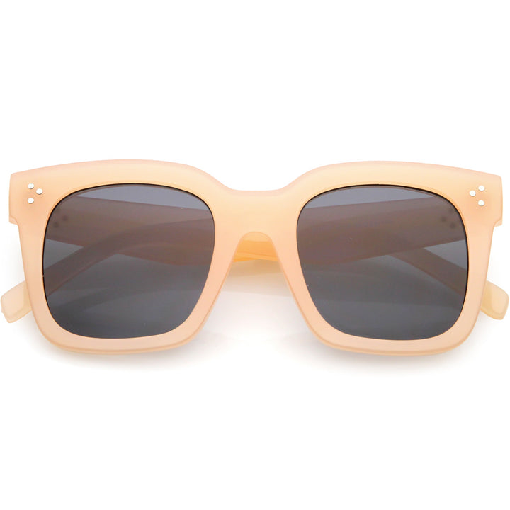 Bold Oversize Square Horned Rim Flat Lens Sunglasses