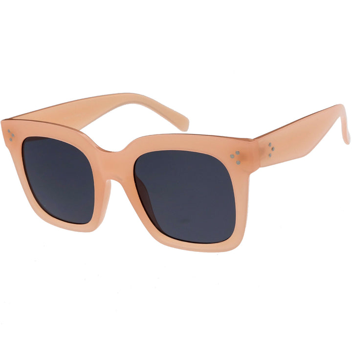 Bold Oversize Square Horned Rim Flat Lens Sunglasses