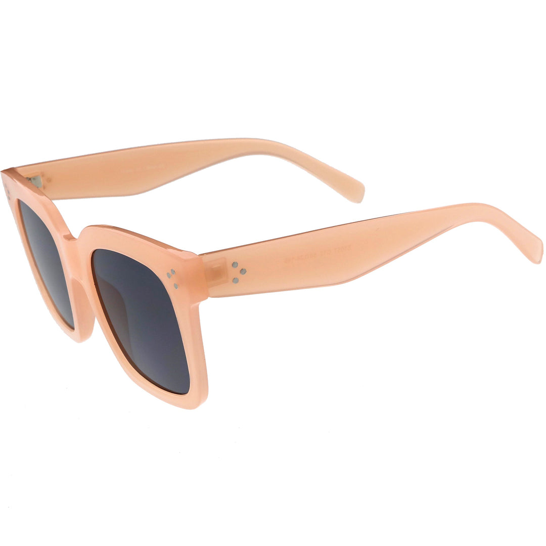 Bold Oversize Square Horned Rim Flat Lens Sunglasses