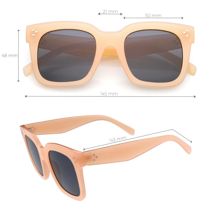 Bold Oversize Square Horned Rim Flat Lens Sunglasses