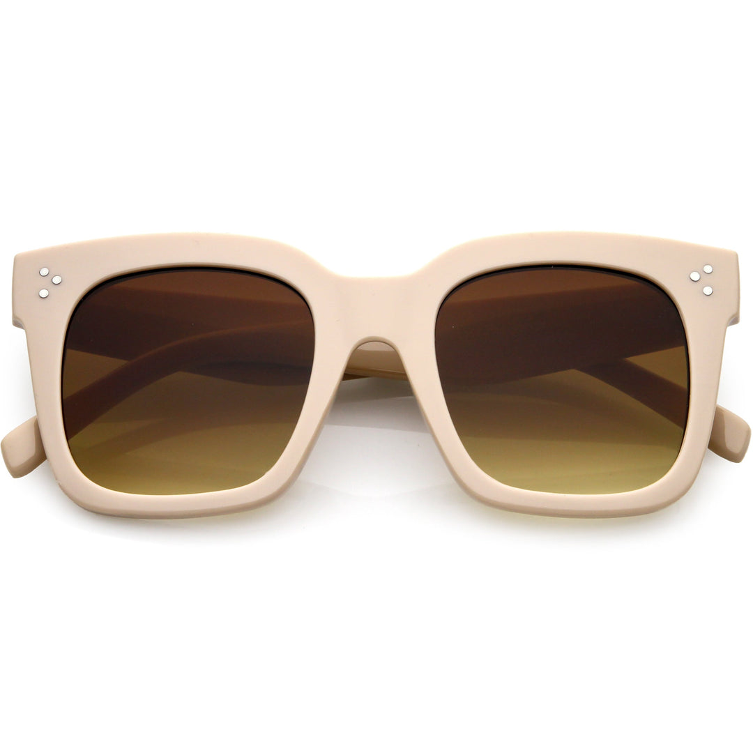 Bold Oversize Square Horned Rim Flat Lens Sunglasses