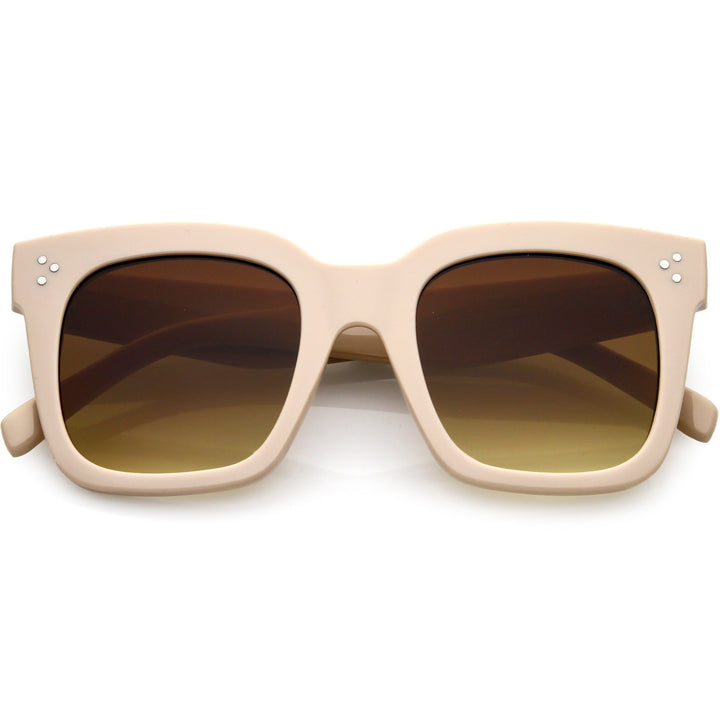 Bold Oversize Square Horned Rim Flat Lens Sunglasses