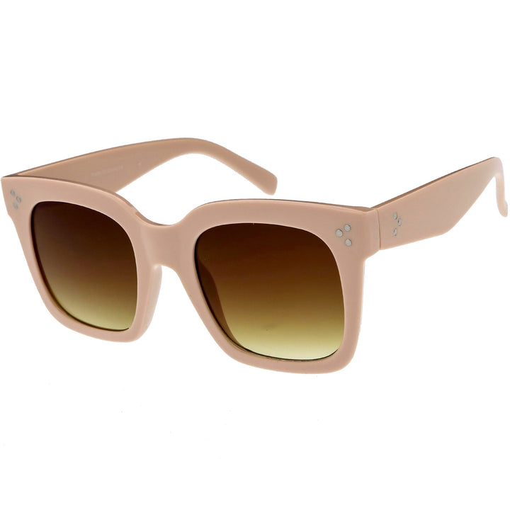 Bold Oversize Square Horned Rim Flat Lens Sunglasses